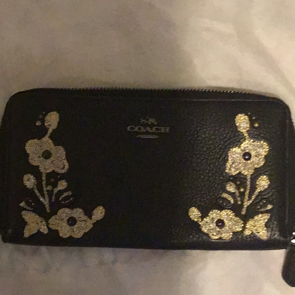 Coach Flowered Embroidered Wallet